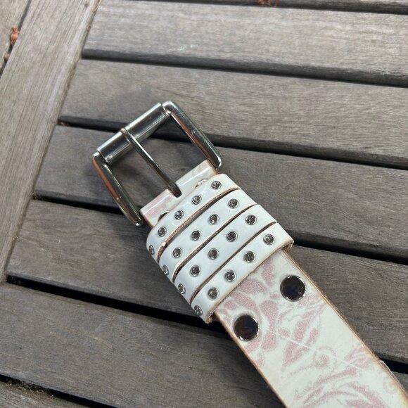 Ed Hardy Tattoo Bling Handmade Leather Belt Size Large READ - Picture 7 of 16